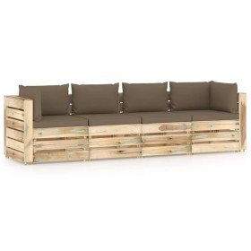 4-Sitzer-Gartensofa mit Kissen aus imprägniertem Kiefernholz von vidaXL, Gartensets - Ref: Foro24-3074611, Preis: 515,99 €, R...