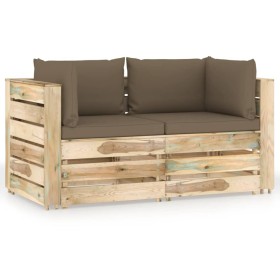 2-Sitzer-Palettensofa mit grün imprägnierten Kiefernholzkissen von vidaXL, Gartensets - Ref: Foro24-3074551, Preis: 352,99 €,...