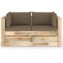 2-seater pallet sofa with green impregnated pine wood cushions by vidaXL, Garden sets - Ref: Foro24-3074551, Price: 352,99 €,...