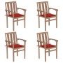 Stackable garden chairs 4 pcs solid teak wood with cushions by vidaXL, Garden chairs - Ref: Foro24-3073385, Price: 472,96 €, ...