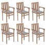 Stackable garden chairs 6 pcs solid teak wood with cushions by vidaXL, Garden chairs - Ref: Foro24-3073420, Price: 687,99 €, ...