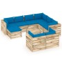 Garden furniture 10 pieces with green impregnated wood cushions by vidaXL, Garden sets - Ref: Foro24-3074799, Price: 1,00 €, ...