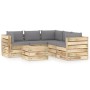 Garden furniture 6 pieces with green impregnated wood cushions by vidaXL, Garden sets - Ref: Foro24-3074688, Price: 694,82 €,...