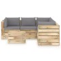 Garden furniture 6 pieces with green impregnated wood cushions by vidaXL, Garden sets - Ref: Foro24-3074688, Price: 694,82 €,...