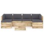 Garden furniture 7 pieces with green impregnated wood cushions by vidaXL, Garden sets - Ref: Foro24-3074711, Price: 694,99 €,...