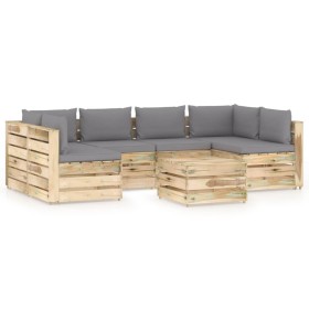 Garden furniture 7 pieces with green impregnated wood cushions by vidaXL, Garden sets - Ref: Foro24-3074724, Price: 697,78 €,...