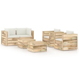 Garden furniture 6 pieces with green impregnated wood cushions by vidaXL, Garden sets - Ref: Foro24-3074833, Price: 638,99 €,...