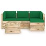 Garden furniture 5 pieces with green impregnated wood cushions by vidaXL, Garden sets - Ref: Foro24-3074632, Price: 487,92 €,...