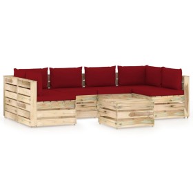 Garden furniture 7 pieces with green impregnated wood cushions by vidaXL, Garden sets - Ref: Foro24-3074732, Price: 632,99 €,...