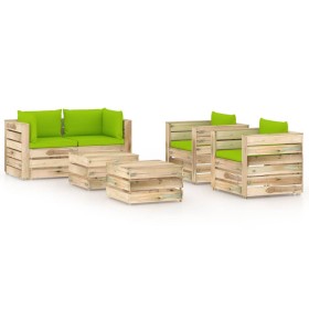 Garden furniture 6 pieces with green impregnated wood cushions by vidaXL, Garden sets - Ref: Foro24-3074842, Price: 593,99 €,...