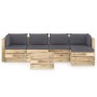 Garden furniture 6 pieces with green impregnated wood cushions by vidaXL, Garden sets - Ref: Foro24-3074663, Price: 661,99 €,...