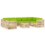 Garden furniture 10 pieces with green impregnated wood cushions by vidaXL, Garden sets - Ref: Foro24-3074770, Price: 1,00 €, ...