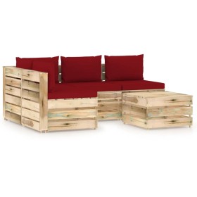 Garden furniture 5 pieces with green impregnated wood cushions by vidaXL, Garden sets - Ref: Foro24-3074648, Price: 438,99 €,...