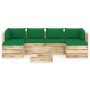 Garden furniture 7 pieces with green impregnated wood cushions by vidaXL, Garden sets - Ref: Foro24-3074716, Price: 664,99 €,...