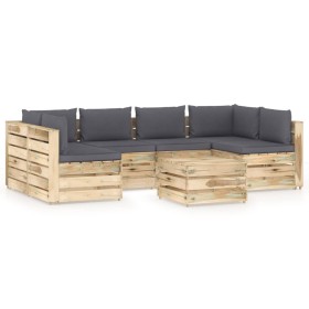 Garden furniture 7 pieces with green impregnated wood cushions by vidaXL, Garden sets - Ref: Foro24-3074723, Price: 697,78 €,...