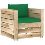 Garden furniture 7 pieces with green impregnated wood cushions by vidaXL, Garden sets - Ref: Foro24-3074860, Price: 632,25 €,...