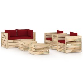 Garden furniture 6 pieces with green impregnated wood cushions by vidaXL, Garden sets - Ref: Foro24-3074840, Price: 593,11 €,...