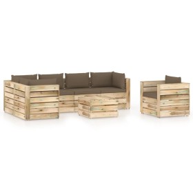 Gartenmöbel 7-teilig mit grün imprägnierten Holzkissen von vidaXL, Gartensets - Ref: Foro24-3074875, Preis: 837,08 €, Rabatt: %