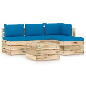 Garden furniture 5 pieces with green impregnated wood cushions by vidaXL, Garden sets - Ref: Foro24-3074619, Price: 390,99 €,...