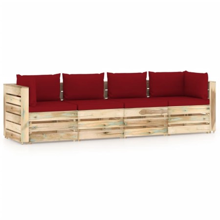 4-seater garden sofa with impregnated pine wood cushions by vidaXL, Garden sets - Ref: Foro24-3074612, Price: 422,99 €, Disco...