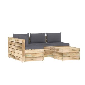 Garden furniture 5 pieces with green impregnated wood cushions by vidaXL, Garden sets - Ref: Foro24-3074639, Price: 490,99 €,...