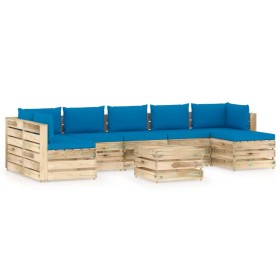 Garden furniture 8 pieces with green impregnated wood cushions by vidaXL, Garden sets - Ref: Foro24-3074751, Price: 715,24 €,...