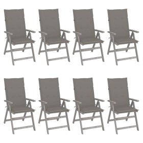 Reclining garden chairs and 8 solid acacia wood cushions by vidaXL, Garden chairs - Ref: Foro24-3075142, Price: 584,50 €, Dis...