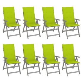 Reclining garden chairs and cushions 8 units gray acacia wood by vidaXL, Garden chairs - Ref: Foro24-3075152, Price: 536,99 €...