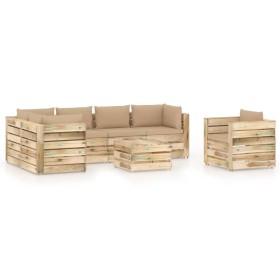 Gartenmöbel 7-teilig mit grün imprägnierten Holzkissen von vidaXL, Gartensets - Ref: Foro24-3074870, Preis: 856,99 €, Rabatt: %