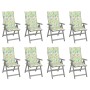 Reclining garden chairs and cushions 8 units gray acacia wood by vidaXL, Garden chairs - Ref: Foro24-3075153, Price: 543,46 €...