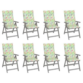 Reclining garden chairs and cushions 8 units gray acacia wood by vidaXL, Garden chairs - Ref: Foro24-3075153, Price: 543,46 €...