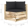 Ecksofa mit grün imprägnierten Holzkissen von vidaXL, Modulare Sofas für den Außenbereich - Ref: Foro24-3074502, Preis: 176,9...