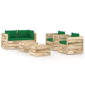 Gartenmöbel 6-teilig mit grün imprägnierten Holzkissen von vidaXL, Gartensets - Ref: Foro24-3074836, Preis: 593,99 €, Rabatt: %