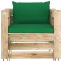 Garden furniture 6 pieces with green impregnated wood cushions by vidaXL, Garden sets - Ref: Foro24-3074836, Price: 593,11 €,...