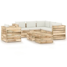 Gartenmöbel 8-teilig mit grün imprägnierten Holzkissen von vidaXL, Gartensets - Ref: Foro24-3074881, Preis: 881,99 €, Rabatt: %