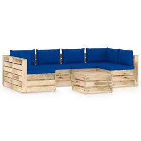 Garden furniture 7 pieces with green impregnated wood cushions by vidaXL, Garden sets - Ref: Foro24-3074733, Price: 642,99 €,...