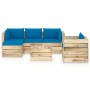 Garden furniture 6 pieces with green impregnated wood cushions by vidaXL, Garden sets - Ref: Foro24-3074847, Price: 614,97 €,...