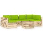 Garden furniture 7 pieces with green impregnated wood cushions by vidaXL, Garden sets - Ref: Foro24-3074734, Price: 622,41 €,...