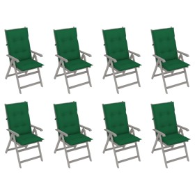 Reclining garden chairs and cushions 8 units gray acacia wood by vidaXL, Garden chairs - Ref: Foro24-3075161, Price: 570,99 €...