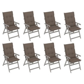 Reclining garden chairs and cushions 8 units gray acacia wood by vidaXL, Garden chairs - Ref: Foro24-3075164, Price: 609,99 €...