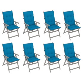 Reclining garden chairs and cushions 8 units gray acacia wood by vidaXL, Garden chairs - Ref: Foro24-3075160, Price: 578,99 €...