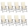 Reclining garden chairs and cushions 8 units gray acacia wood by vidaXL, Garden chairs - Ref: Foro24-3075143, Price: 559,44 €...