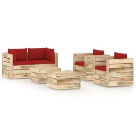 Gartenmöbel 6-teilig mit grün imprägnierten Holzkissen von vidaXL, Gartensets - Ref: Foro24-3074837, Preis: 612,28 €, Rabatt: %