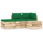 Muebles de jardín 4 piezas con cojines madera impregnada verde de vidaXL, Conjuntos de jardín - Ref: Foro24-3074596, Precio: ...