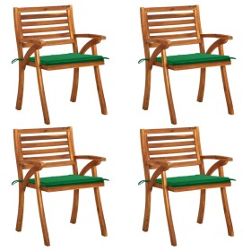 Garden chairs with cushions 4 units solid acacia wood by vidaXL, Garden chairs - Ref: Foro24-3075179, Price: 359,14 €, Discou...