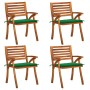 Garden chairs with cushions 4 units solid acacia wood by vidaXL, Garden chairs - Ref: Foro24-3075179, Price: 359,14 €, Discou...