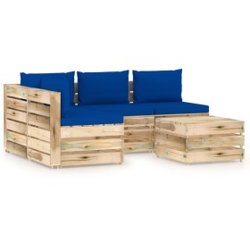 Garden furniture 5 pieces with green impregnated wood cushions by vidaXL, Garden sets - Ref: Foro24-3074649, Price: 438,99 €,...