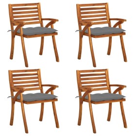 Garden chairs with cushions 4 units solid acacia wood by vidaXL, Garden chairs - Ref: Foro24-3075190, Price: 373,73 €, Discou...