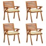 Garden chairs with cushions 4 units solid acacia wood by vidaXL, Garden chairs - Ref: Foro24-3075191, Price: 373,27 €, Discou...