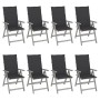 Reclining garden chairs and cushions 8 units gray acacia wood by vidaXL, Garden chairs - Ref: Foro24-3075141, Price: 584,70 €...